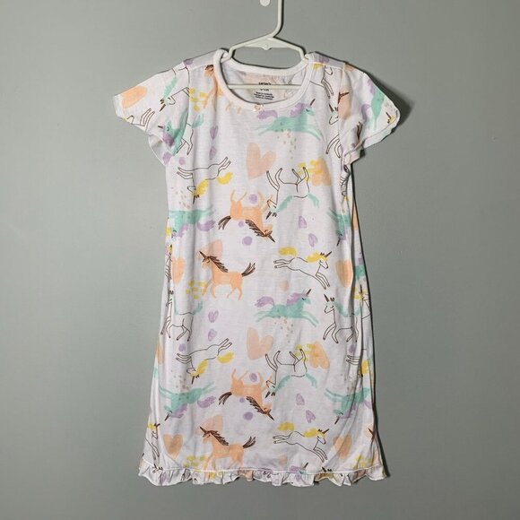 5/$25 Carter's short sleeve unicorn pastel lightweight spring summer nightgown - Picture 1 of 5